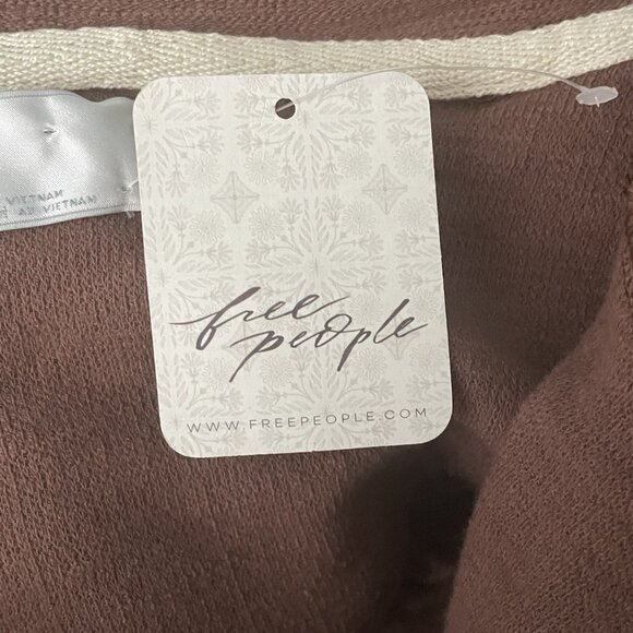 Free People Beach Rae Pullover Cropped Hoodie Brown Raw Umber Sz M Boho NWT - Picture 9 of 9
